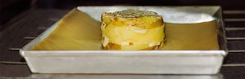 Potato pie with Caciocavallo cheese served in Mornay sauce | Alfa Forni